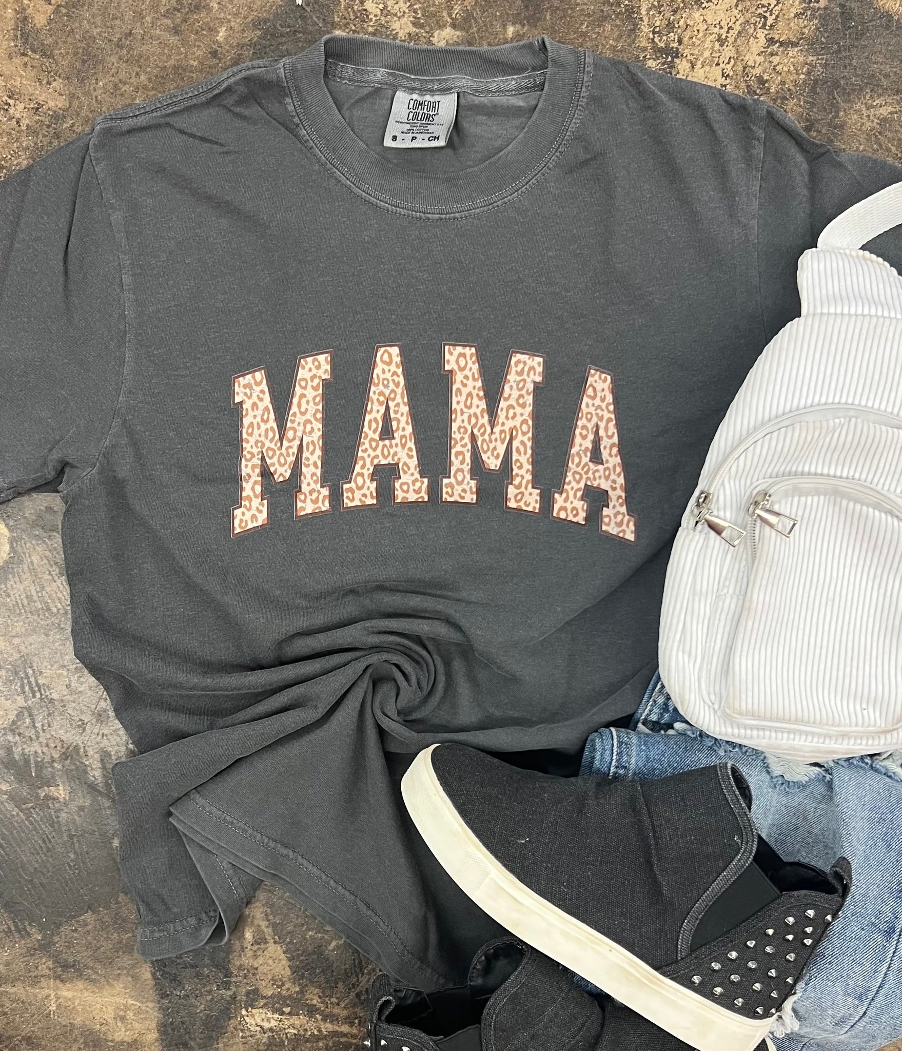 Mama Leopard Print Graphic Tee - SIZE SMALL