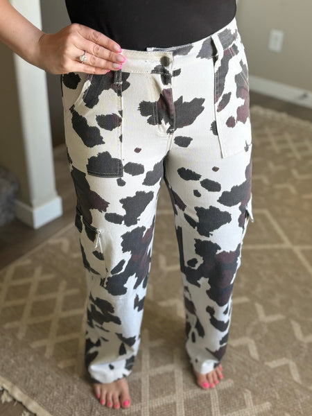 PREORDER Pasture Perfect Cow Print Denim Pant