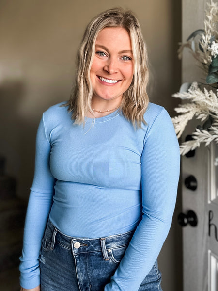 Mella Micro-Ribbed Long Sleeve - Denim