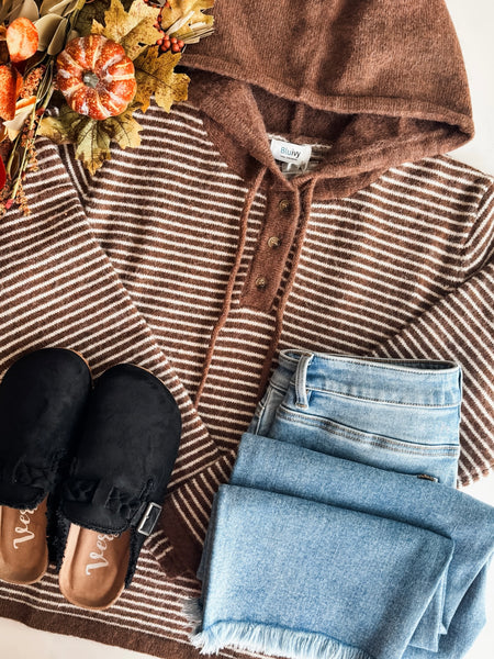 Brownstone Stripe Henley Sweater
