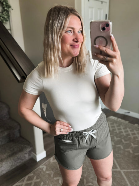 Saydee Lined Woven Shorts - Dusty Olive