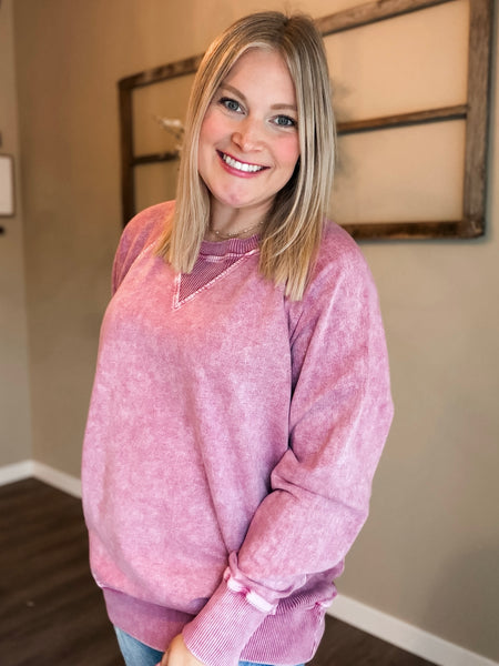 Torrance Mineral Wash Pullover - Cabernet