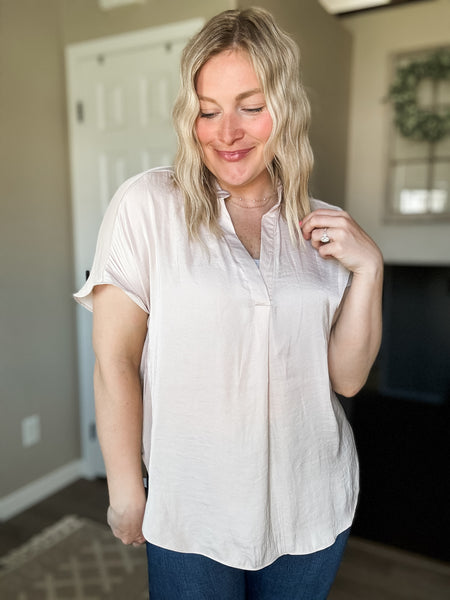 Luma V Neck Blouse - Papyrus
