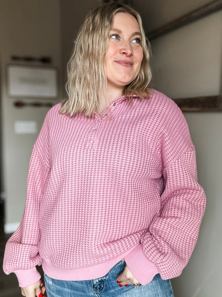 Arlowe Waffle Pullover - SIZE MEDIUM
