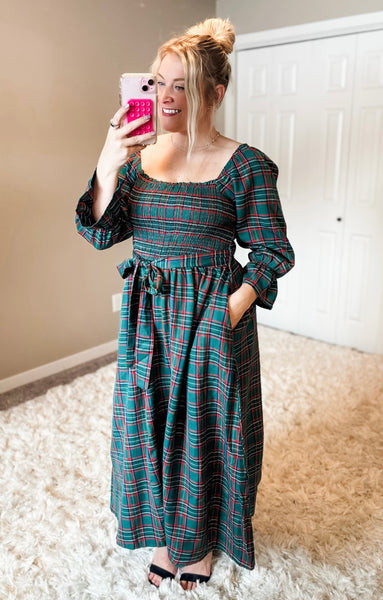 Windsor Plaid Midi Dress