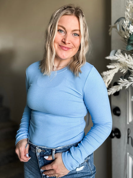 Mella Micro-Ribbed Long Sleeve - Denim