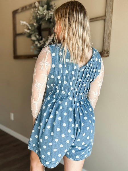 Jacelyn Polka Dot Denim Romper