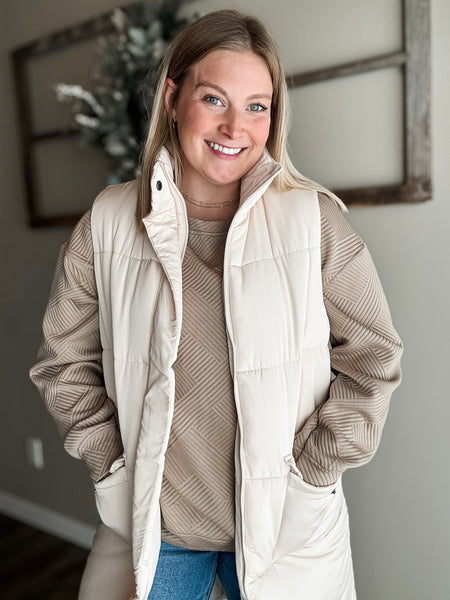 Tahoe Longline Puffer Vest - Cream