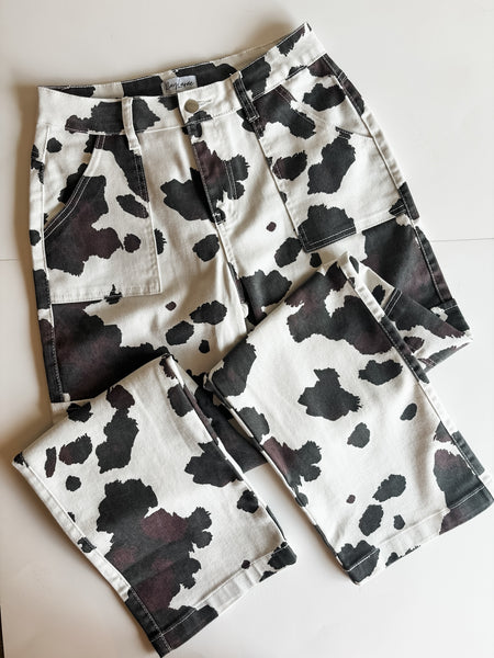 PREORDER Pasture Perfect Cow Print Denim Pant