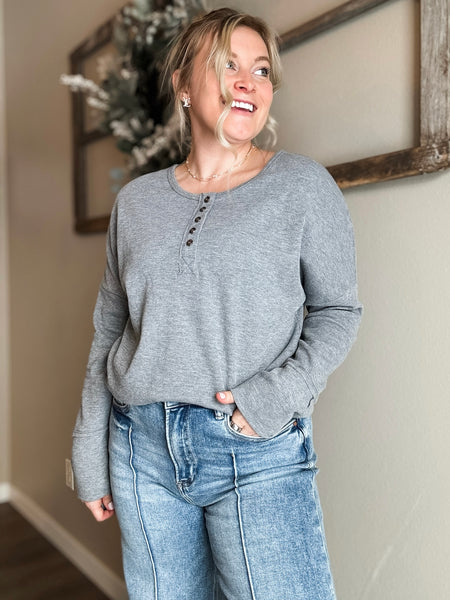 PREORDER Nyx Waffle Knit Button Top