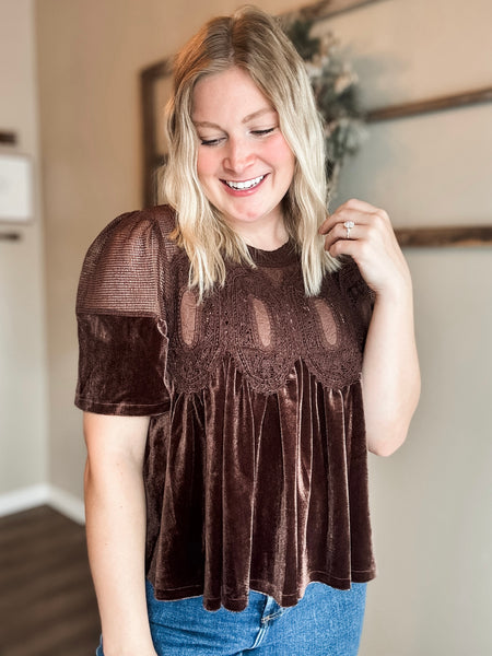 Cambri Velvet Babydoll Top