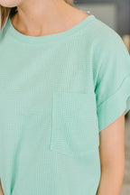 Foundation First Waffle Knit Relaxed Tee in Mint
