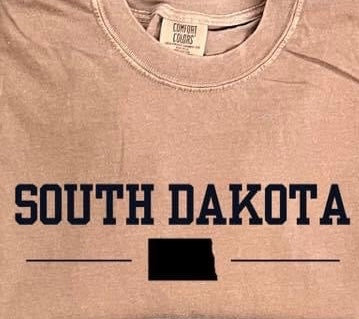Preslee Custom State Graphic Top - Short Sleeve - Olive - South Dakota - SIZE SMALL