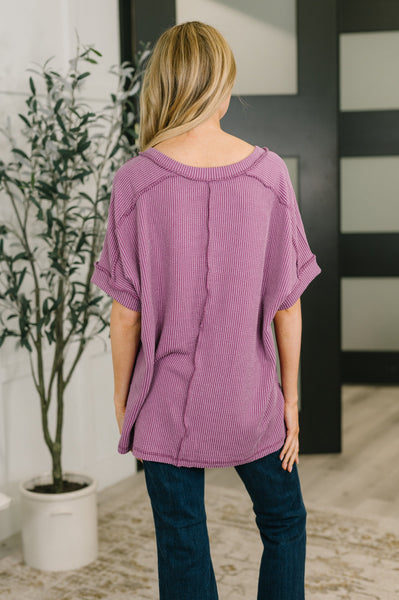 Growing Restless V-Neck Tee in Light Plum - SIZE L/XL
