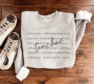 Teacher Words Sweatshirt - SIZE SMALL