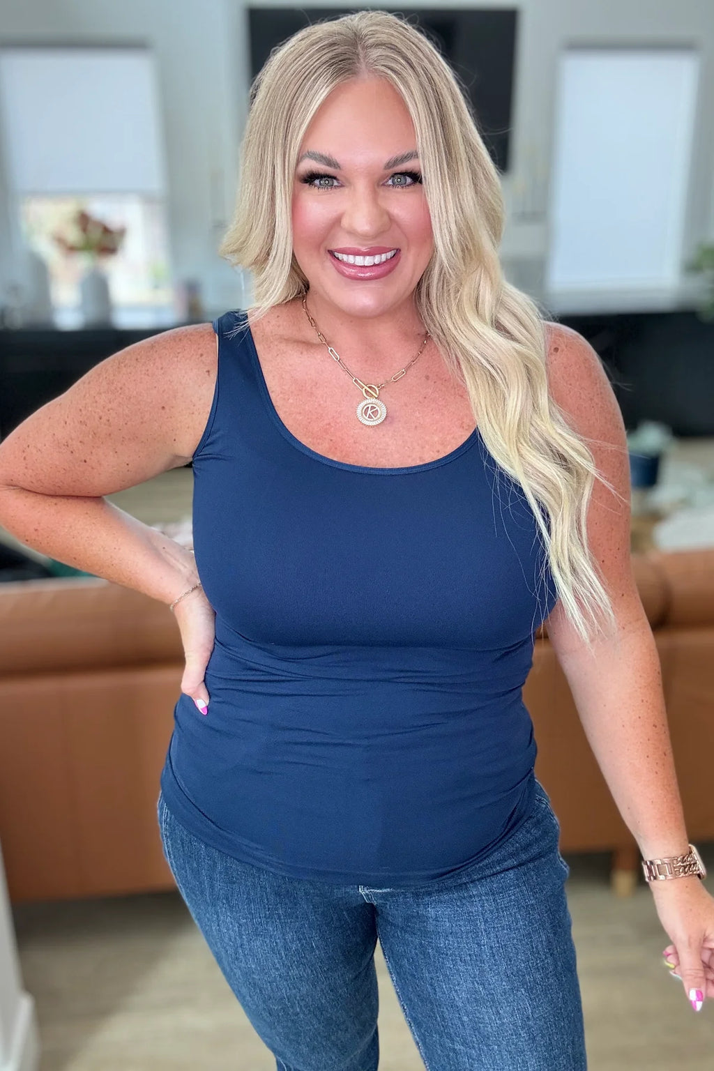 Willow Reversible Seamless Tank - Navy