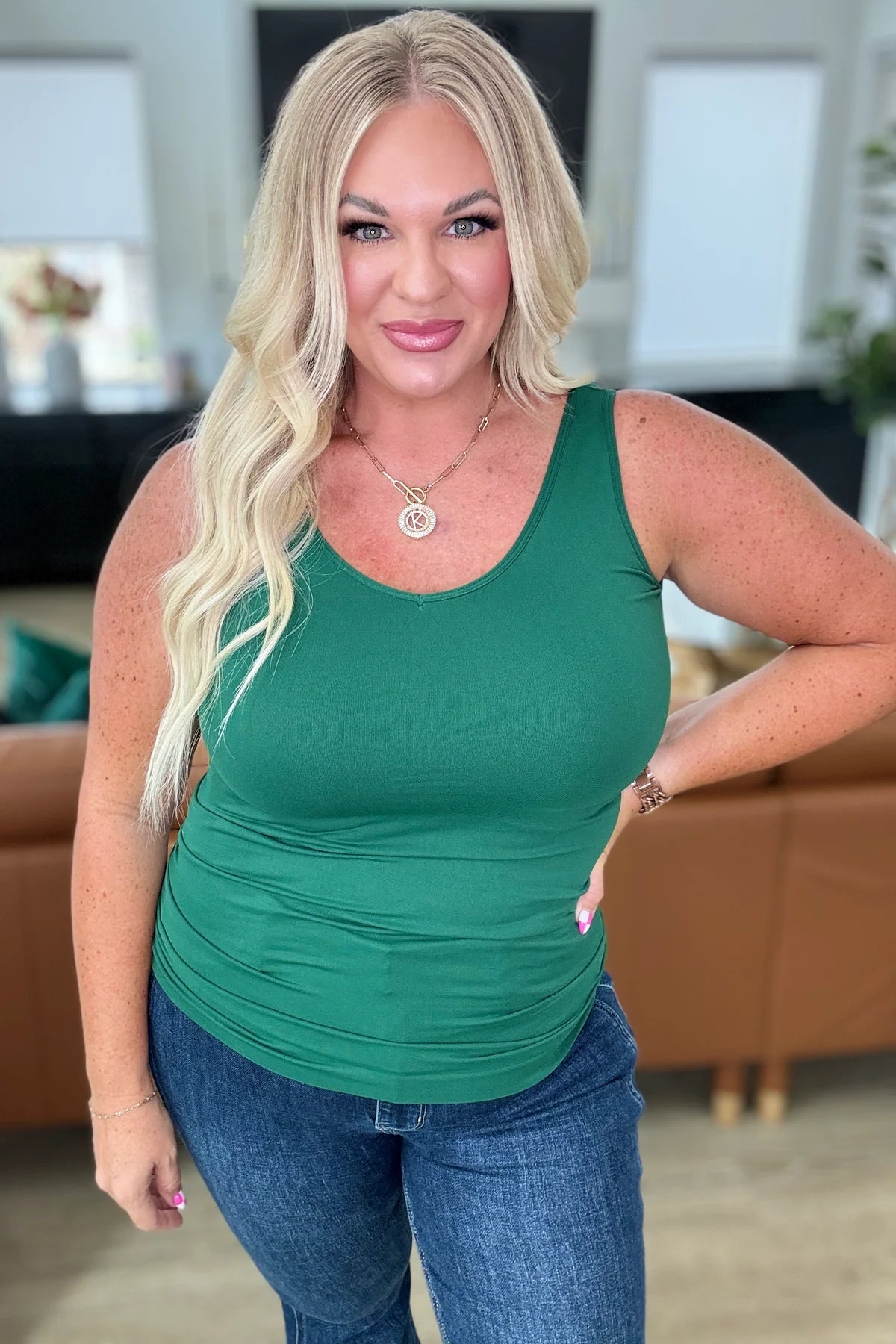 Willow Reversible Seamless Tank - Dark Green