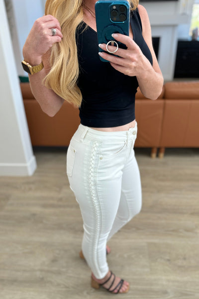 Maddie Mid Rise Braided Side Seam Relaxed Jeans RL - SIZE 7/28