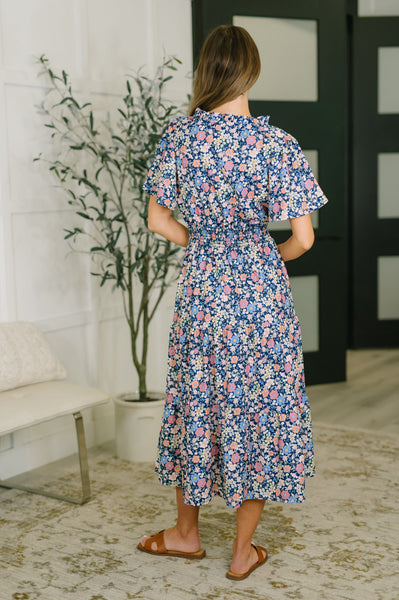 I Wanna Talk Notch Neck Midi Dress - SIZE SMALL