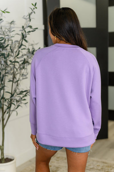 It's The Little Things Relaxed Scuba Pullover RL - Lavender - SIZE MEDIUM