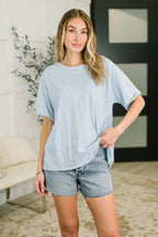 Just Like That Relaxed Heather Tee in Blue