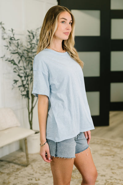 Just Like That Relaxed Heather Tee RL - Blue - SIZE LARGE
