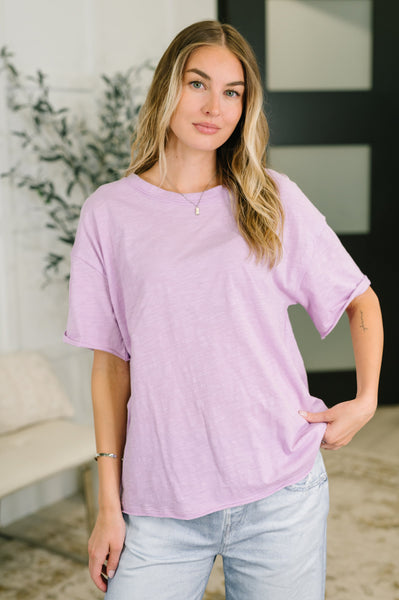 Just Like That Relaxed Heather Tee RL - Lilac - SIZE LARGE