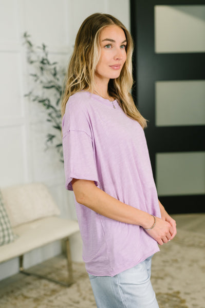 Just Like That Relaxed Heather Tee RL - Lilac - SIZE LARGE