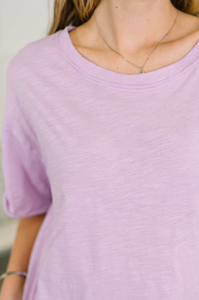 Just Like That Relaxed Heather Tee RL - Lilac - SIZE LARGE