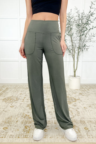 Leg Day Legends Straight Leg Bottoms in Grey Sage - SIZE SMALL