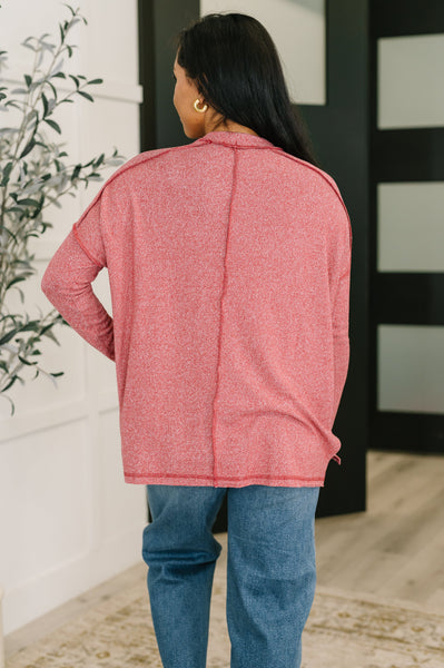 Mellow Mood Heathered Pullover in Dark Red - SIZE 2XL/3XL
