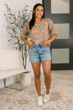 More Than Butterflies Floral V-Neck Top