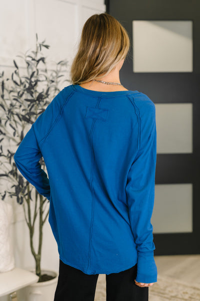 Nice to Each Other Raglan Sleeve Top in Classic Blue - SIZE XL