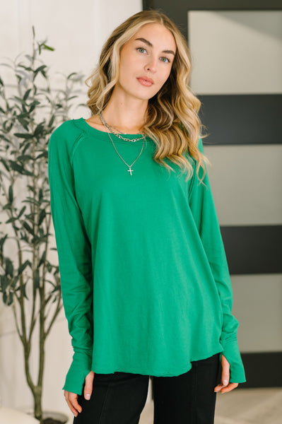 Nice to Each Other Raglan Sleeve Top in Kelly Green - SIZE SMALL