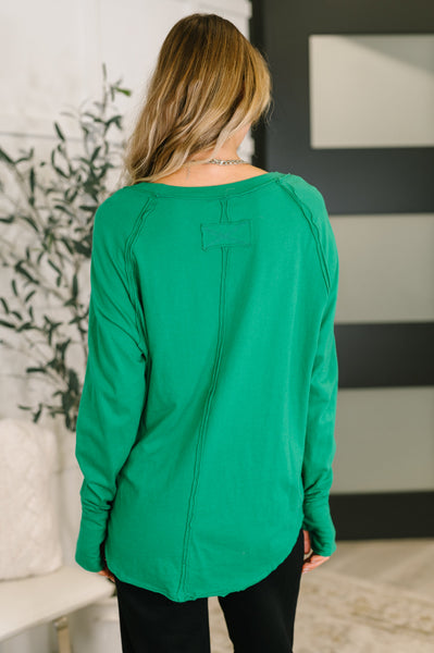 Nice to Each Other Raglan Sleeve Top in Kelly Green - SIZE SMALL