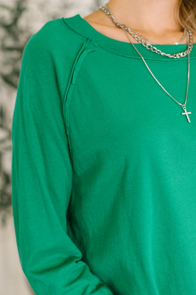 Nice to Each Other Raglan Sleeve Top in Kelly Green - SIZE SMALL