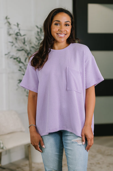 Not That complicated Textured Boxy Tee in Lavender - SIZE 2XL/3XL