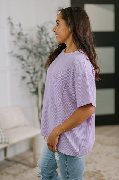 Not That complicated Textured Boxy Tee in Lavender - SIZE 2XL/3XL