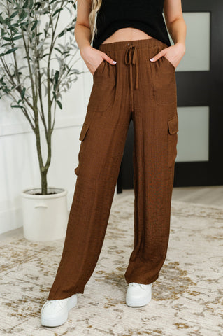 Off Duty Straight Leg Cargo Pants in  Brown