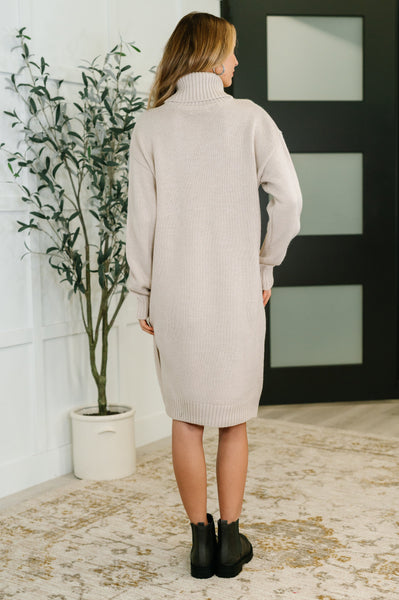 Personal Assistant Turtleneck Dress RL - Sand Beige - SIZE LARGE