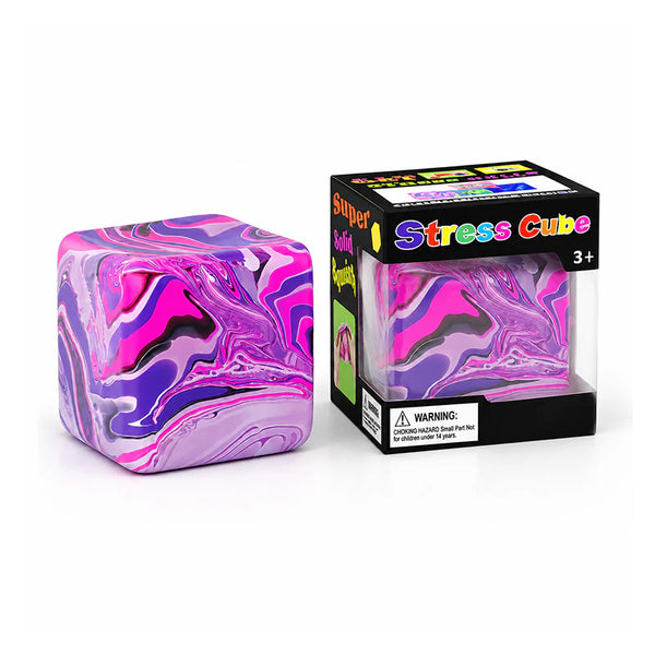 Tie Dye Stress Cube Squishy -  Pink/Purple