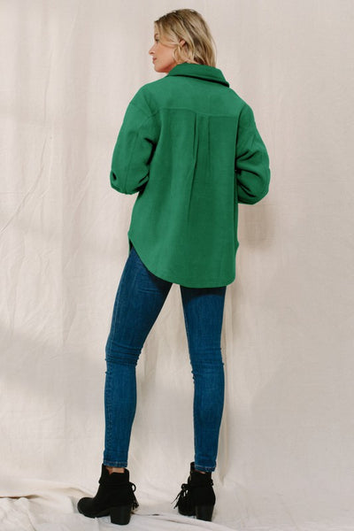 Selena So Soft Fleece Shacket - Emerald Green