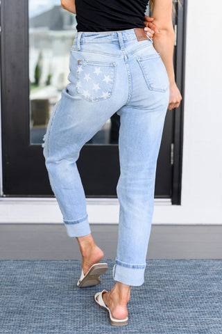 Sam Mid Rise Star Pocket Boyfriend Jeans