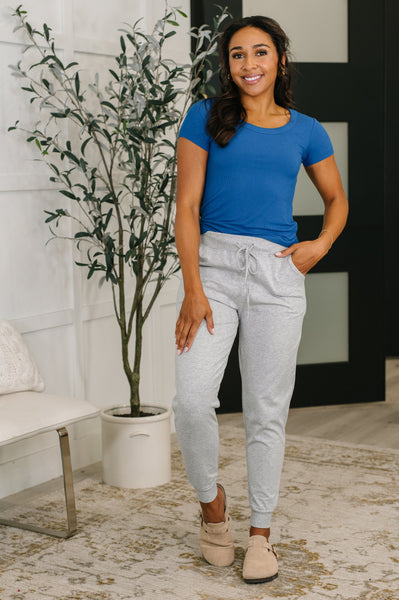 Sweat It High Waisted Joggers in Heather Grey