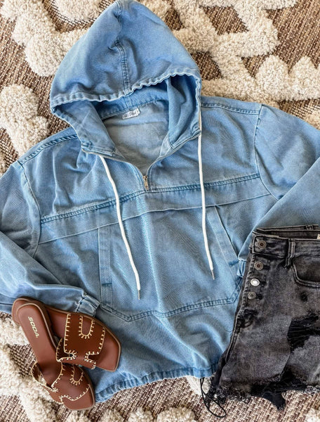 Presleigh Washed Denim Hoodie