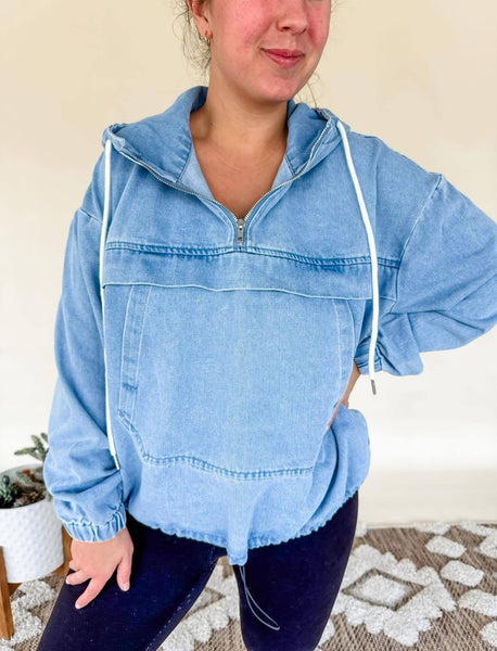 Presleigh Washed Denim Hoodie