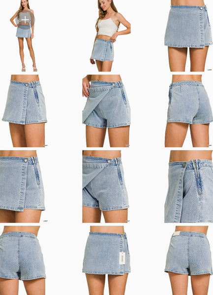 Abilene Wrap Front Denim Skort