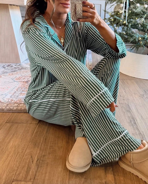 PREORDER Evergreen Stripe Pajama Set