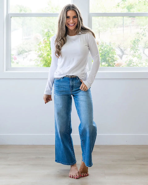 Down to the Basics Long Sleeve Top in White