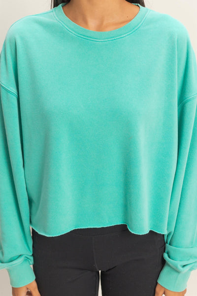 Brightside Cropped Crewneck - Turquoise